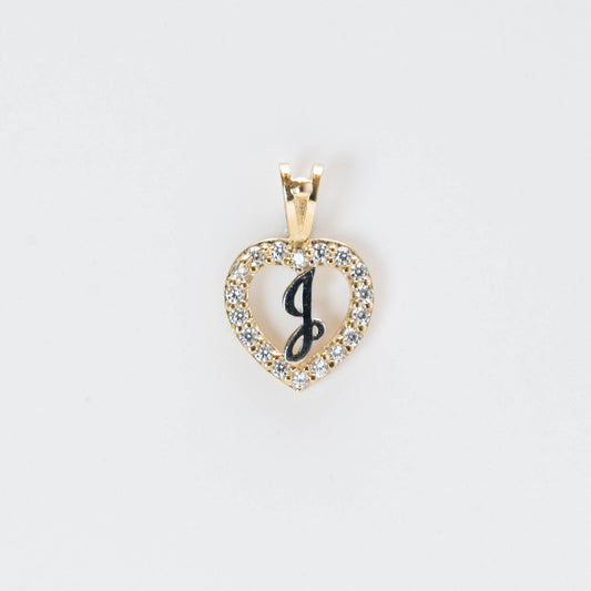 10K Gold Heart J Initial Pendant