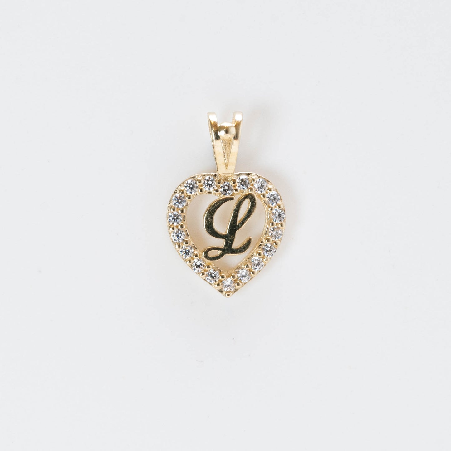 10K Gold Heart L Initial Pendant