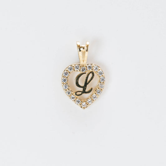 10K Gold Heart L Initial Pendant