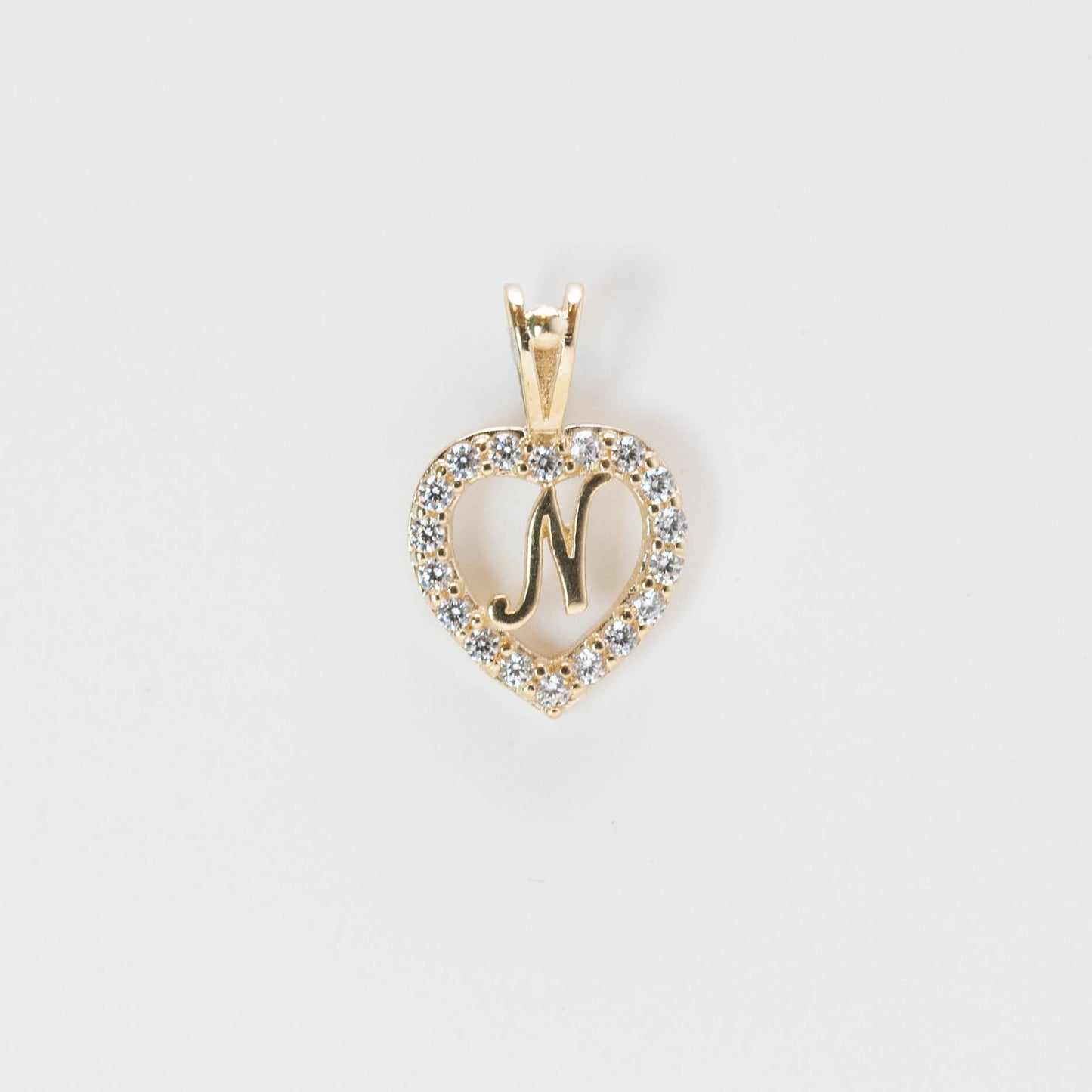 10K Gold Heart N Initial Pendant