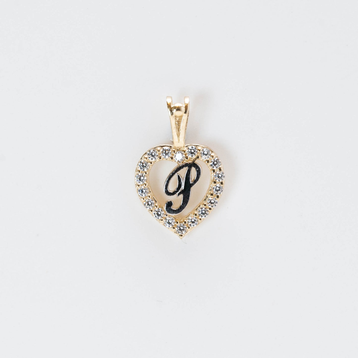 10K Gold Heart P Initial Pendant