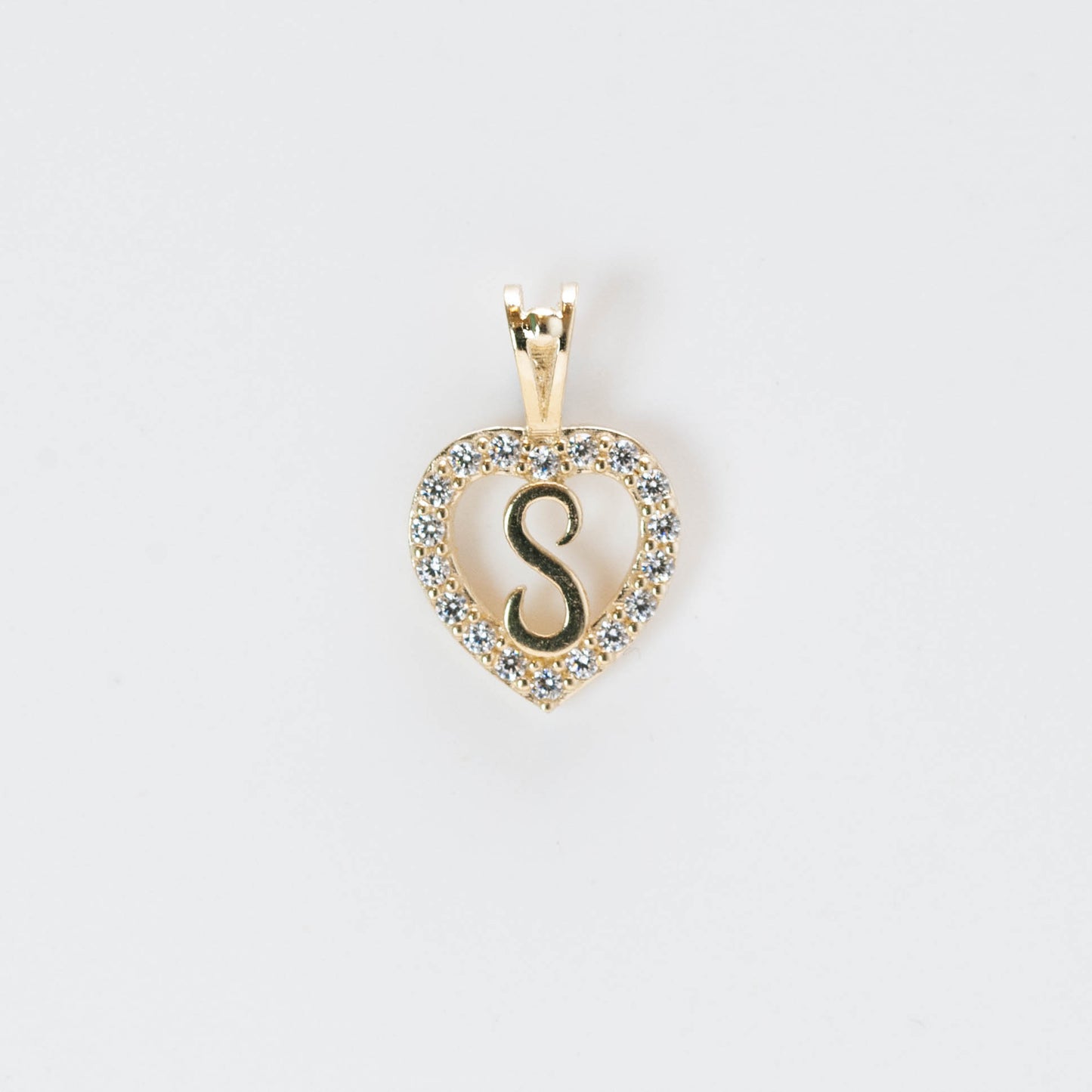 10K Gold Heart S Initial Pendant