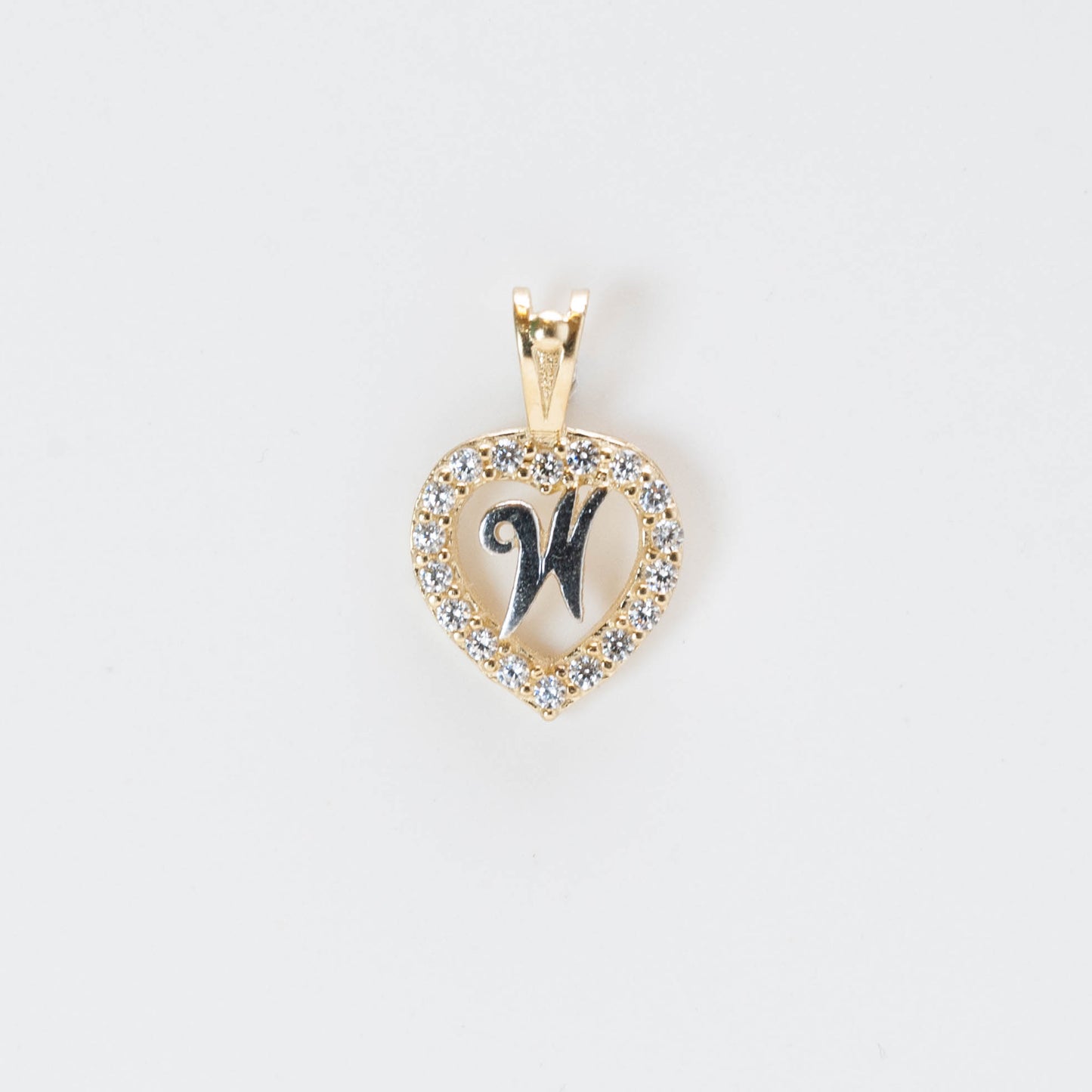 10K Gold Heart W Initial Pendant