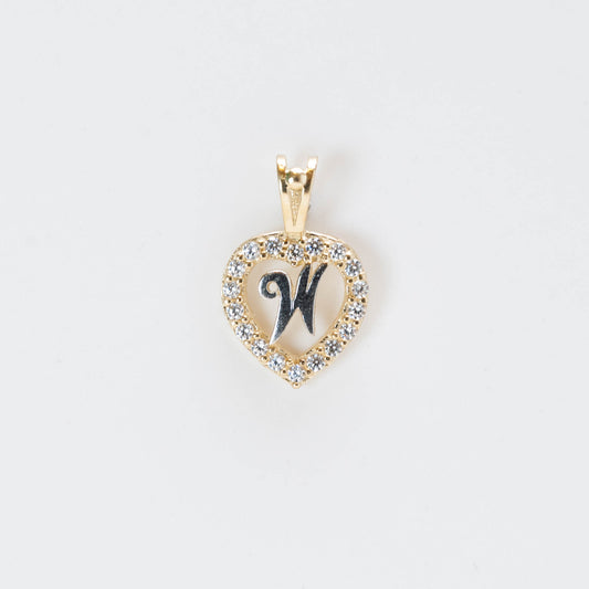 10K Gold Heart W Initial Pendant