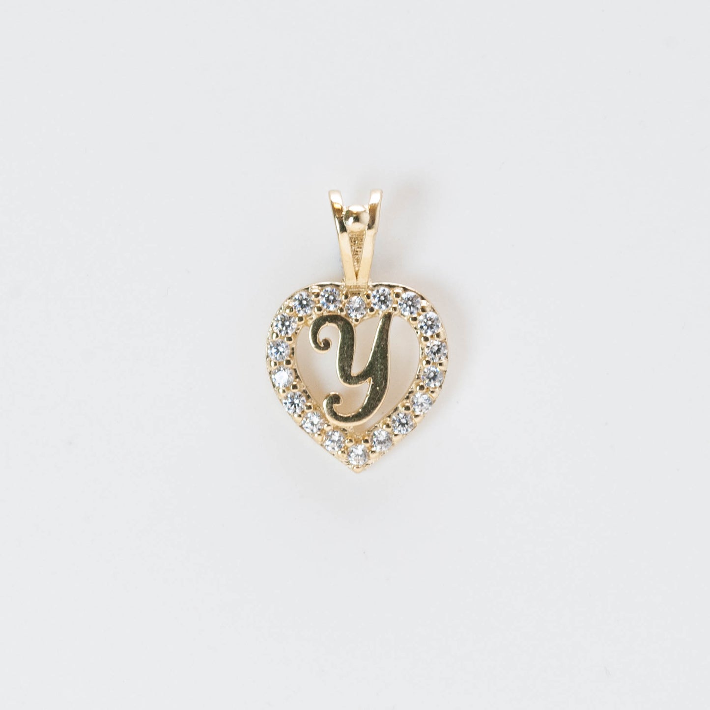 10K Gold Heart Y Initial Pendant