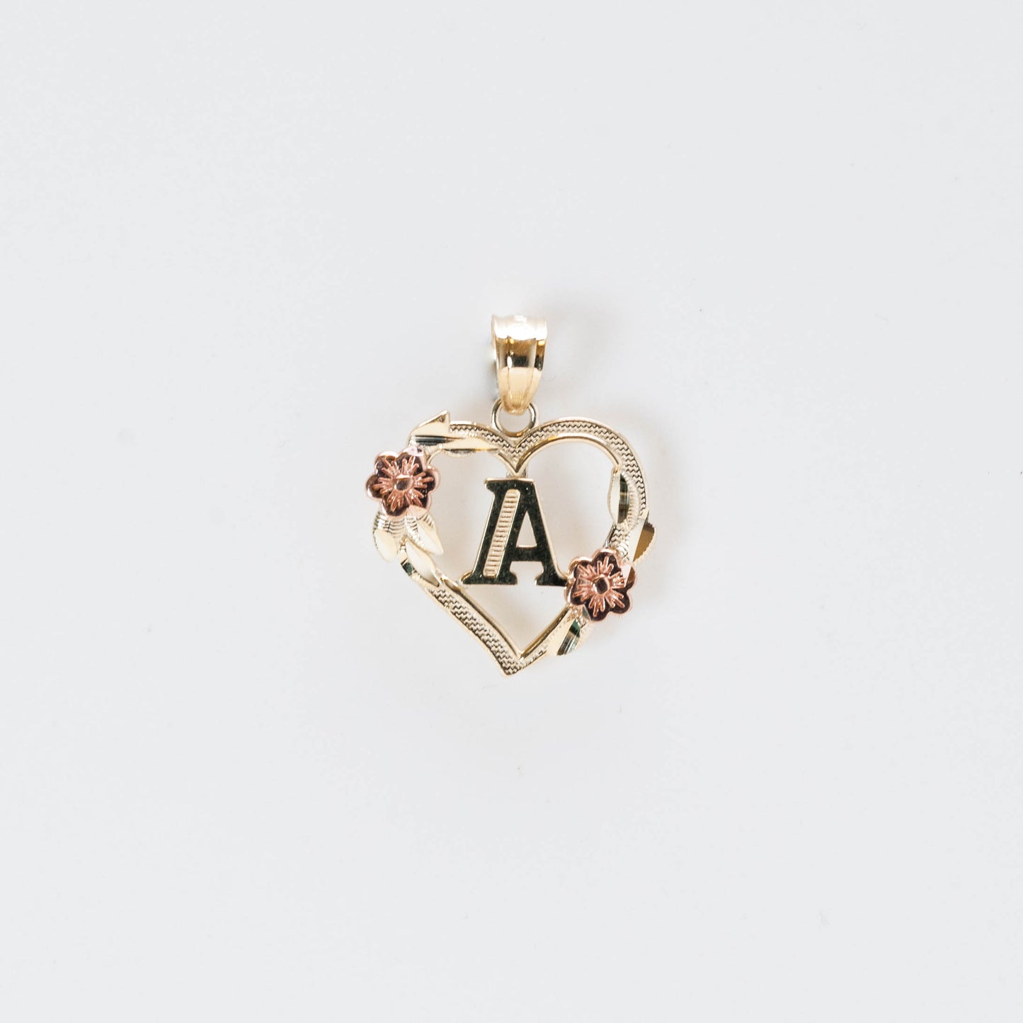 10K Gold Heart A Initial Pendant