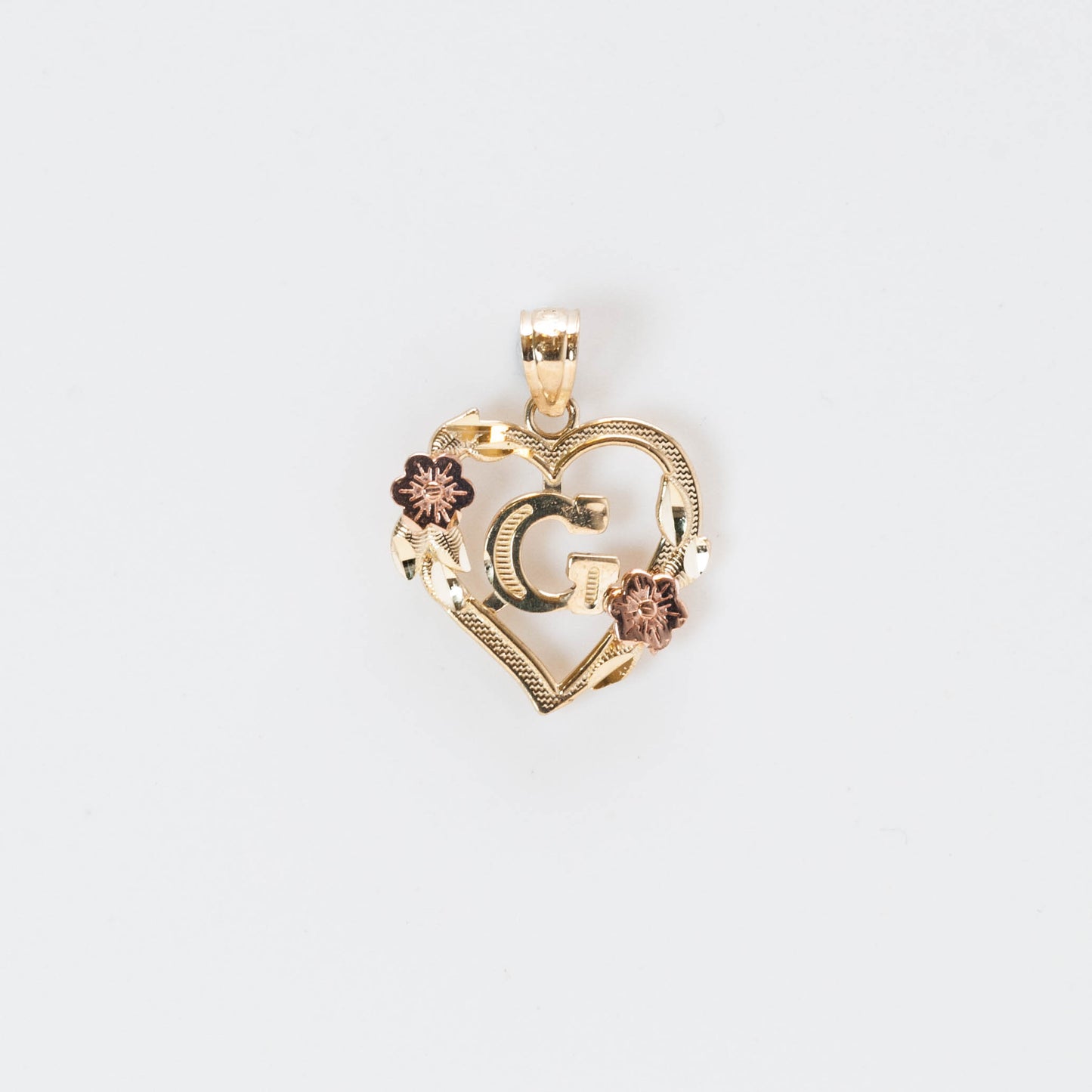 10K Gold Heart G Initial Pendant