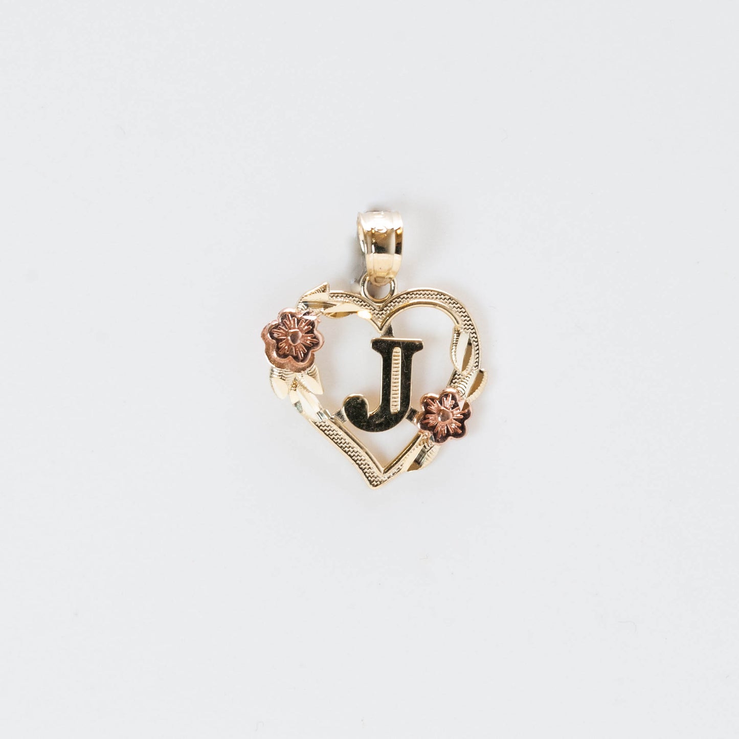 10K Gold Heart J Initial Pendant