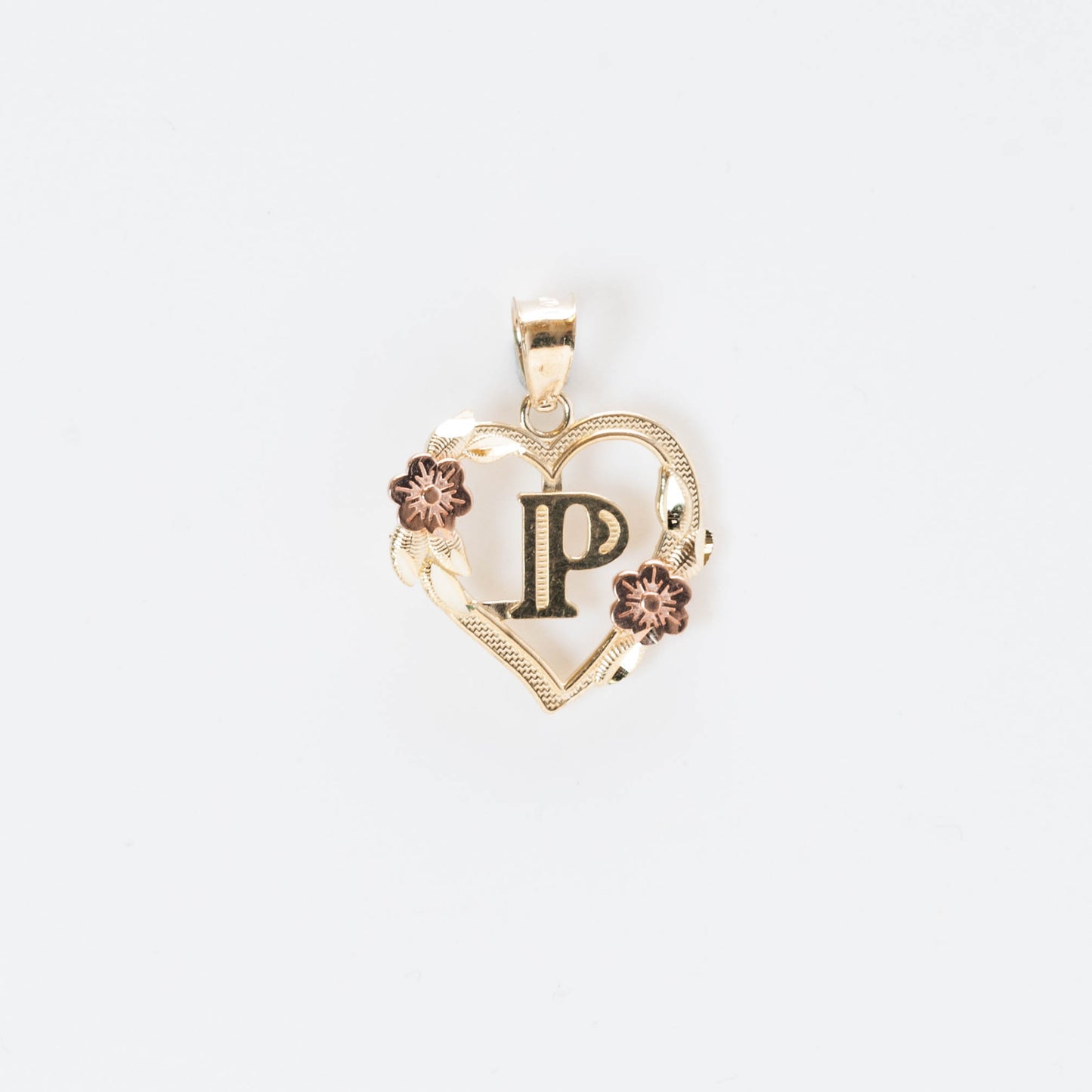 10K Gold Heart P Initial Pendant