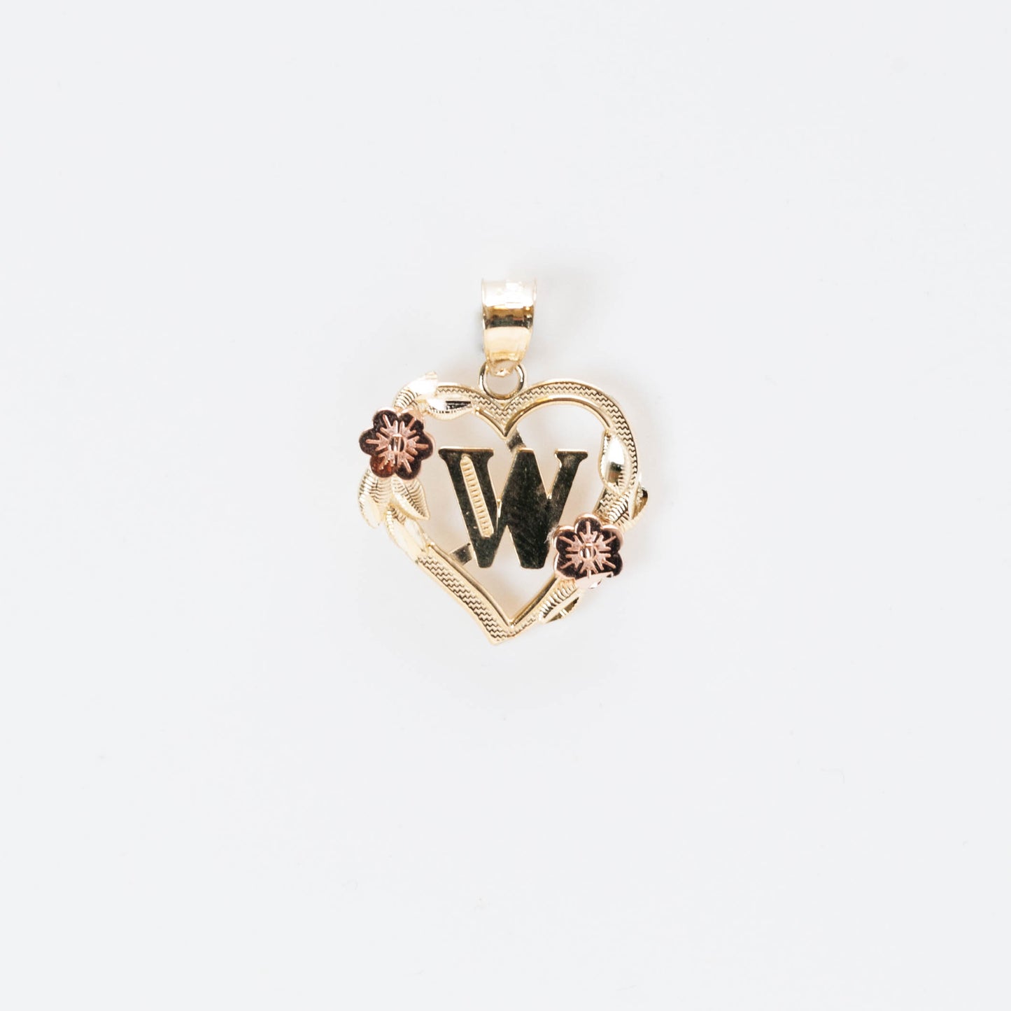 10K Gold Heart W Initial Pendant