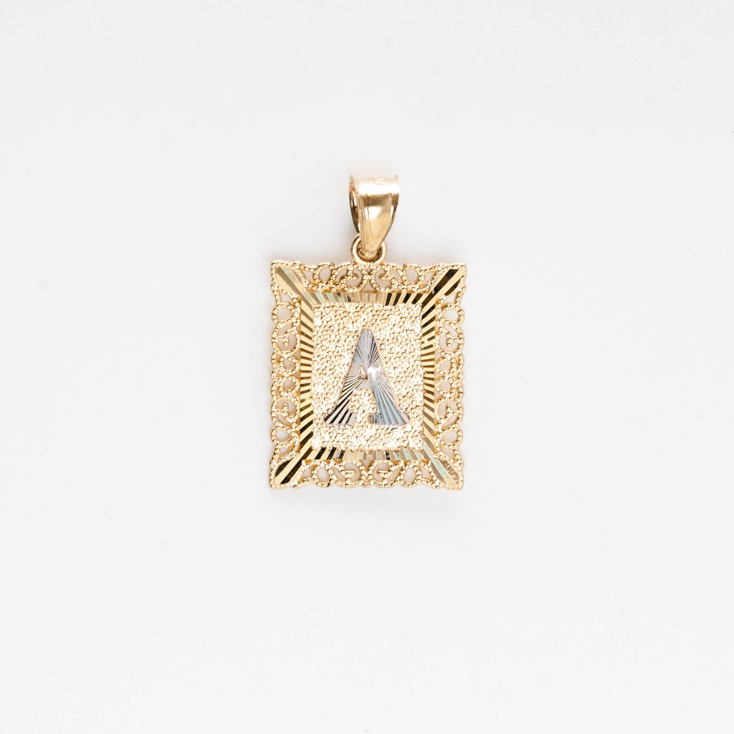 10K Gold Rectangle A Initial Pendant