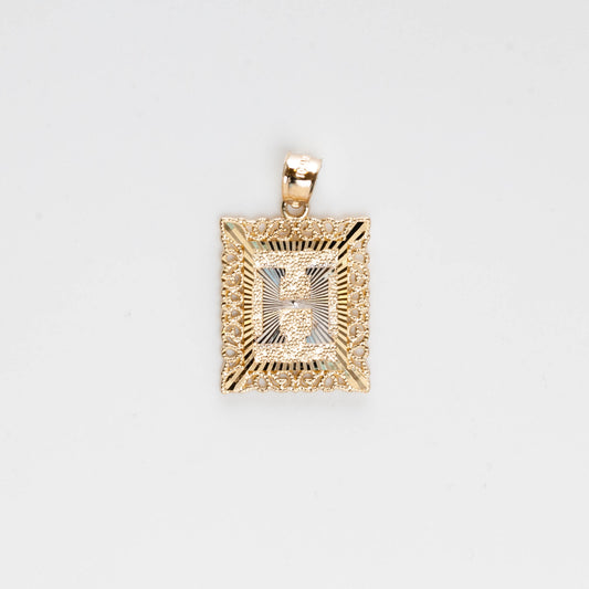 10K Gold Rectangle H Initial Pendant