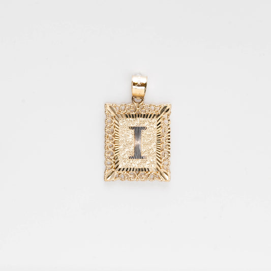 10K Gold Rectangle I Initial Pendant