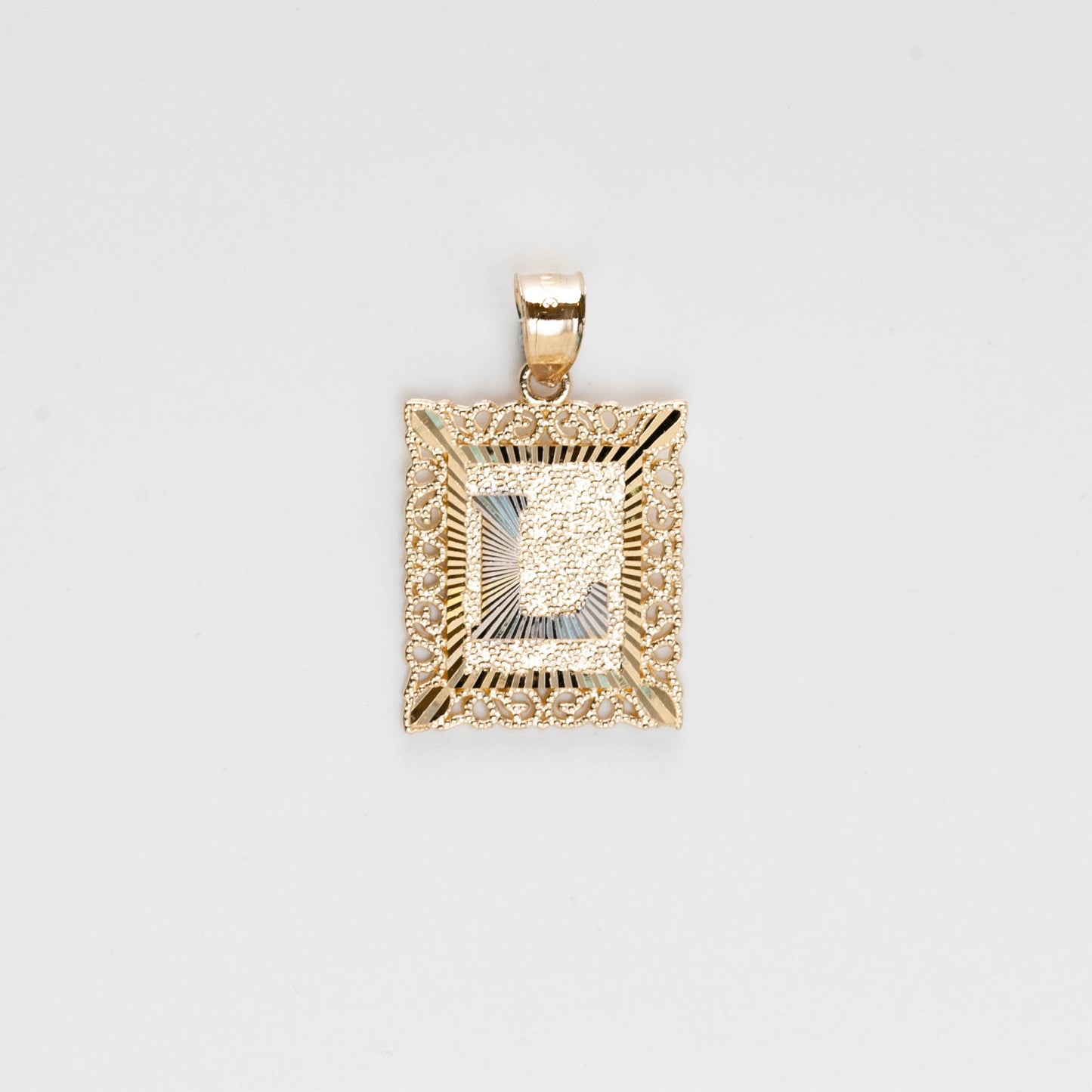 10K Gold Rectangle L Initial Pendant