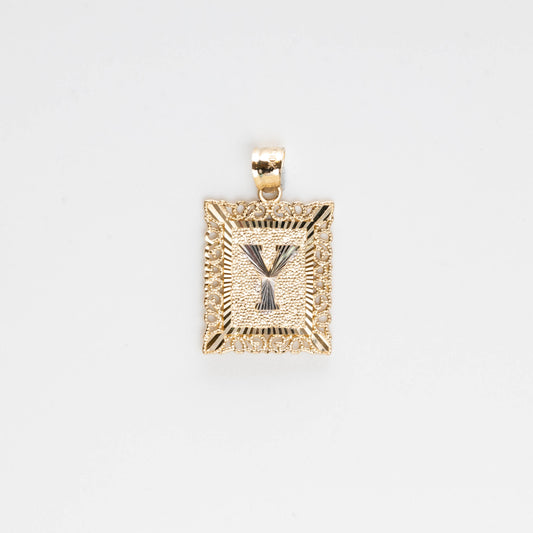 10K Gold Rectangle Y Initial Pendant