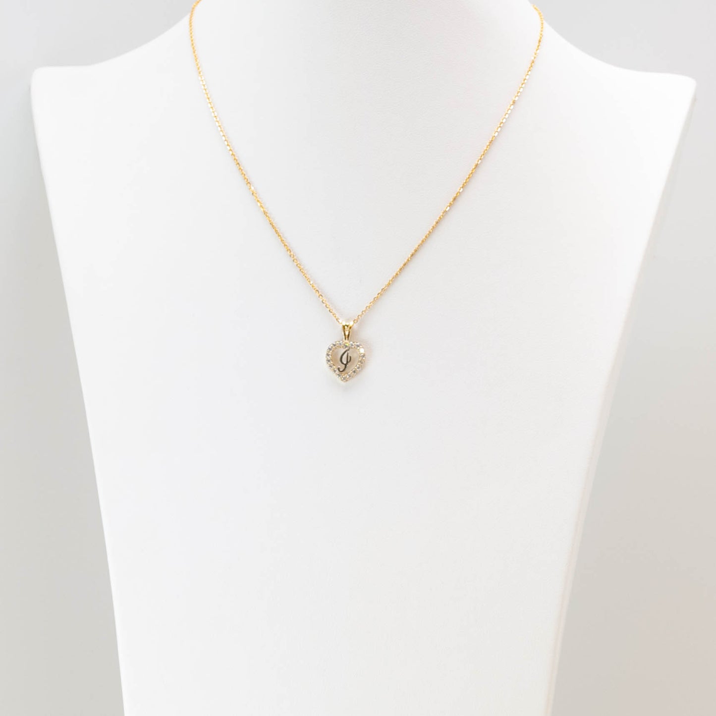 10K Gold Heart I Initial Necklace