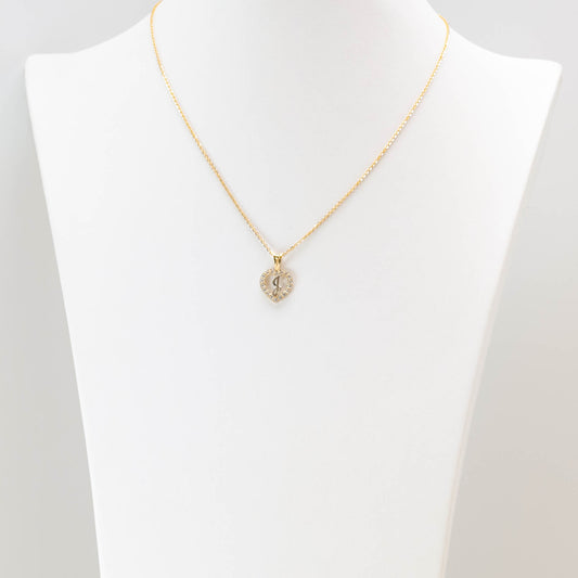 10K Gold Heart J Initial Necklace