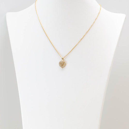 10K Gold Heart L Initial Necklace