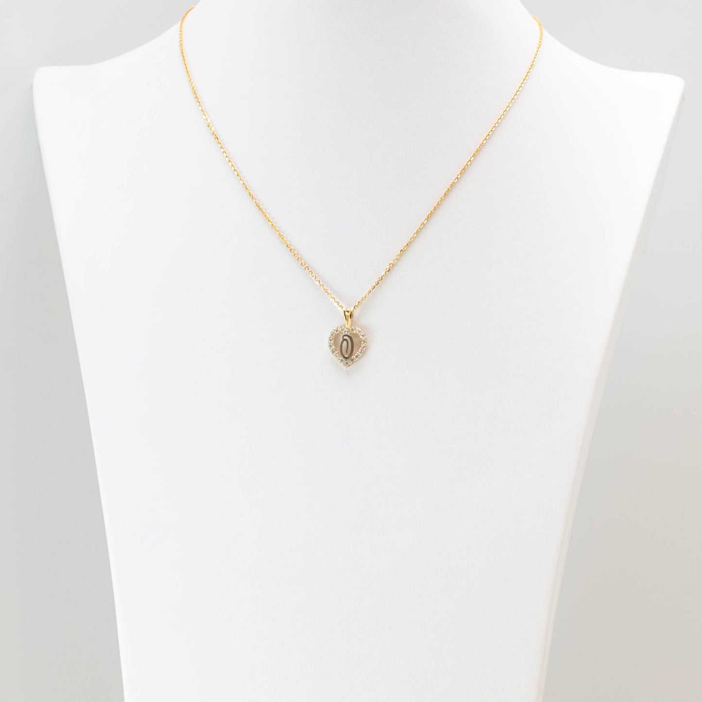 10K Gold Heart O Initial Necklace