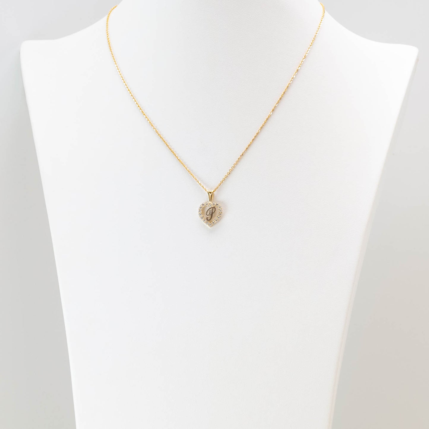 10K Gold Heart P Initial Necklace