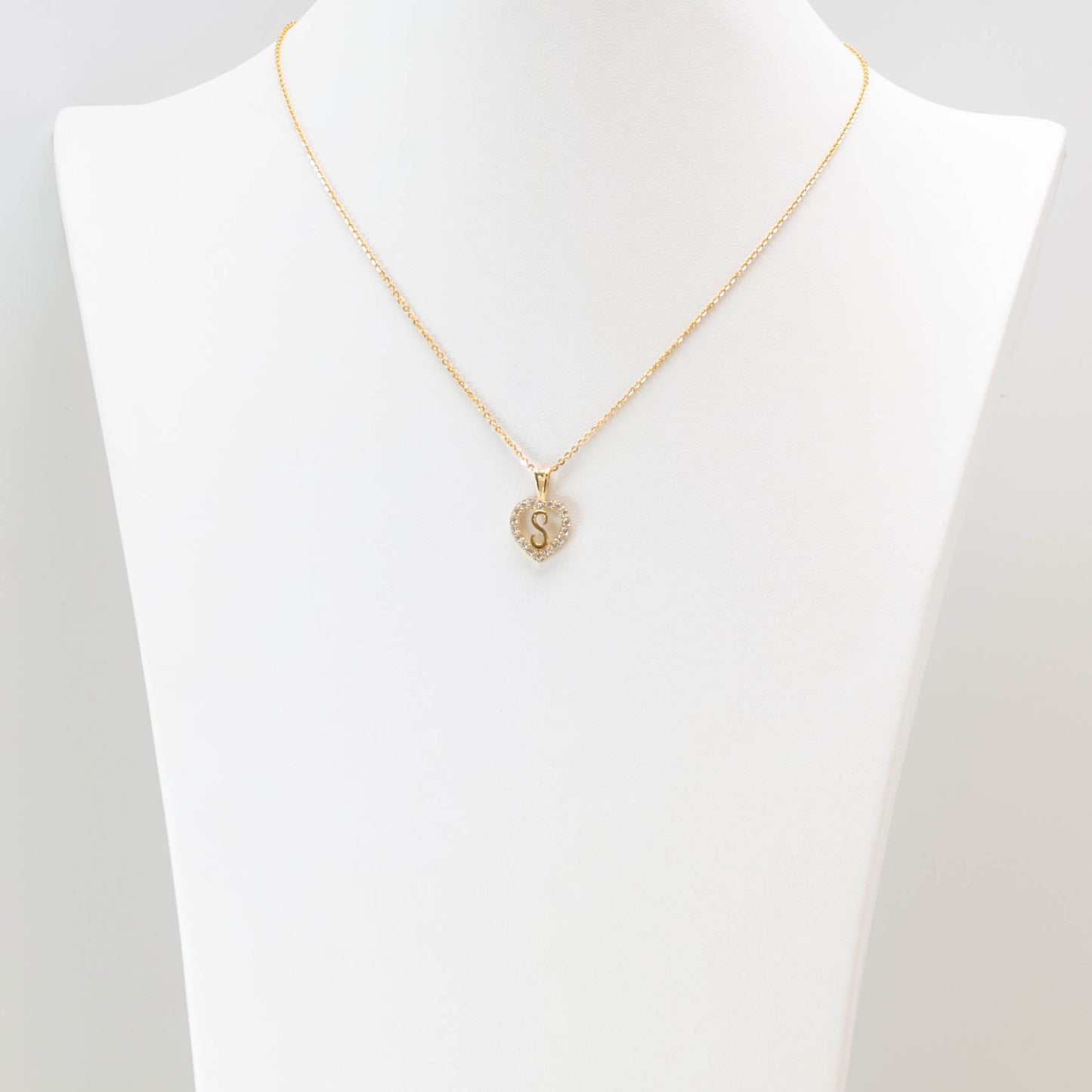 10K Gold Heart S Initial Necklace