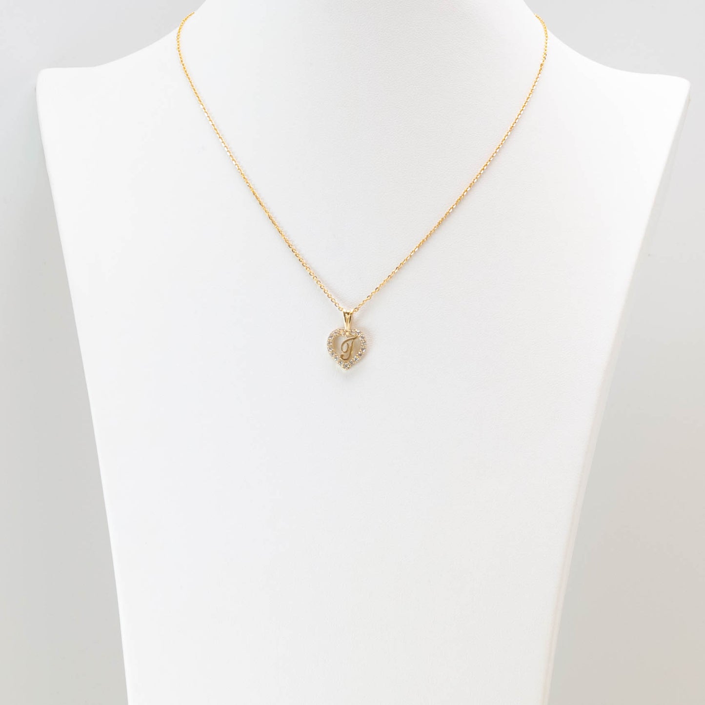 10K Gold Heart T Initial Necklace