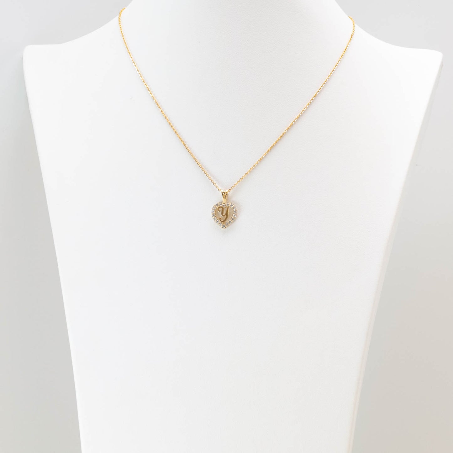 10K Gold Heart Y Initial Necklace